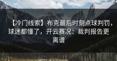 【冷门线索】布克最后时刻点球判罚，球迷都懂了，开云赛况：裁判报告更离谱